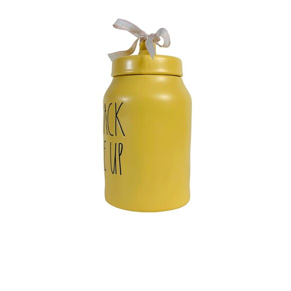 Rae Dunn Yellow Ceramic Canister Crack Me Up Lid Kitchen Decor Farmhouse - Picture 11 of 16